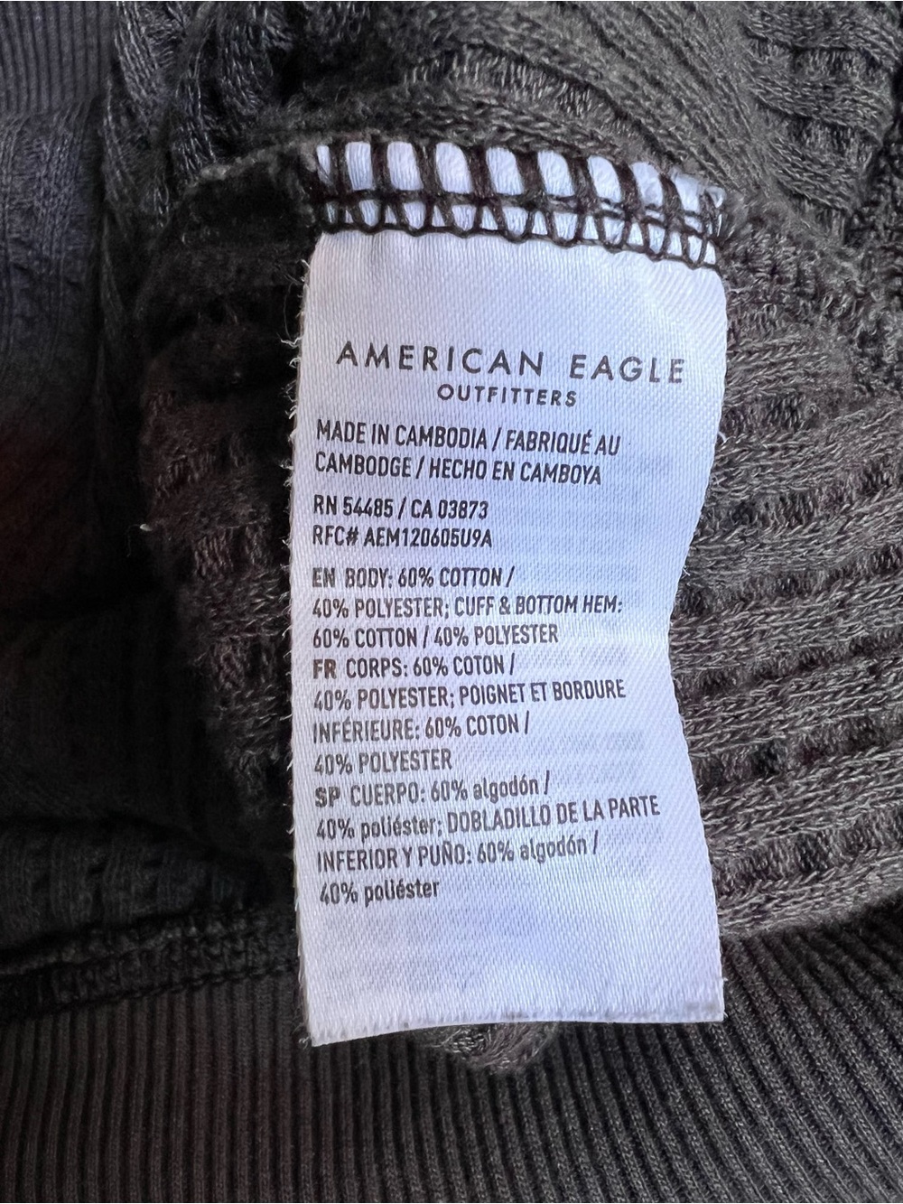 American Eagle Oversized Big Hug Waffle Sweatshirt XL V Neck Slouchy Distressed - Picture 4 of 13